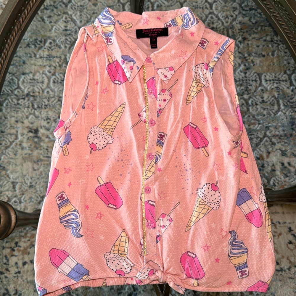 Juicy Couture (Black Label) Pink Button Down Blouse